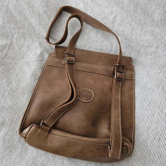 ROOTS Canada Raiders Backpack Pack Tribe Natural Brown Leather - Picture 6 of 8